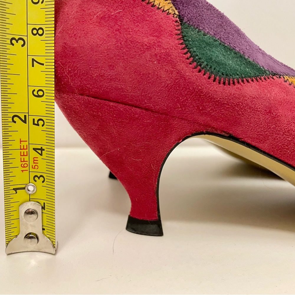 Vintage Multicolor Suede Pointed Toe Women’s Flats - Picture 8 of 9